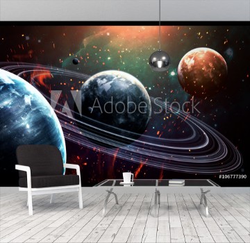 Picture of Universe scene with planets stars and galaxies in outer space showing the beauty of space exploration Elements furnished by NASA